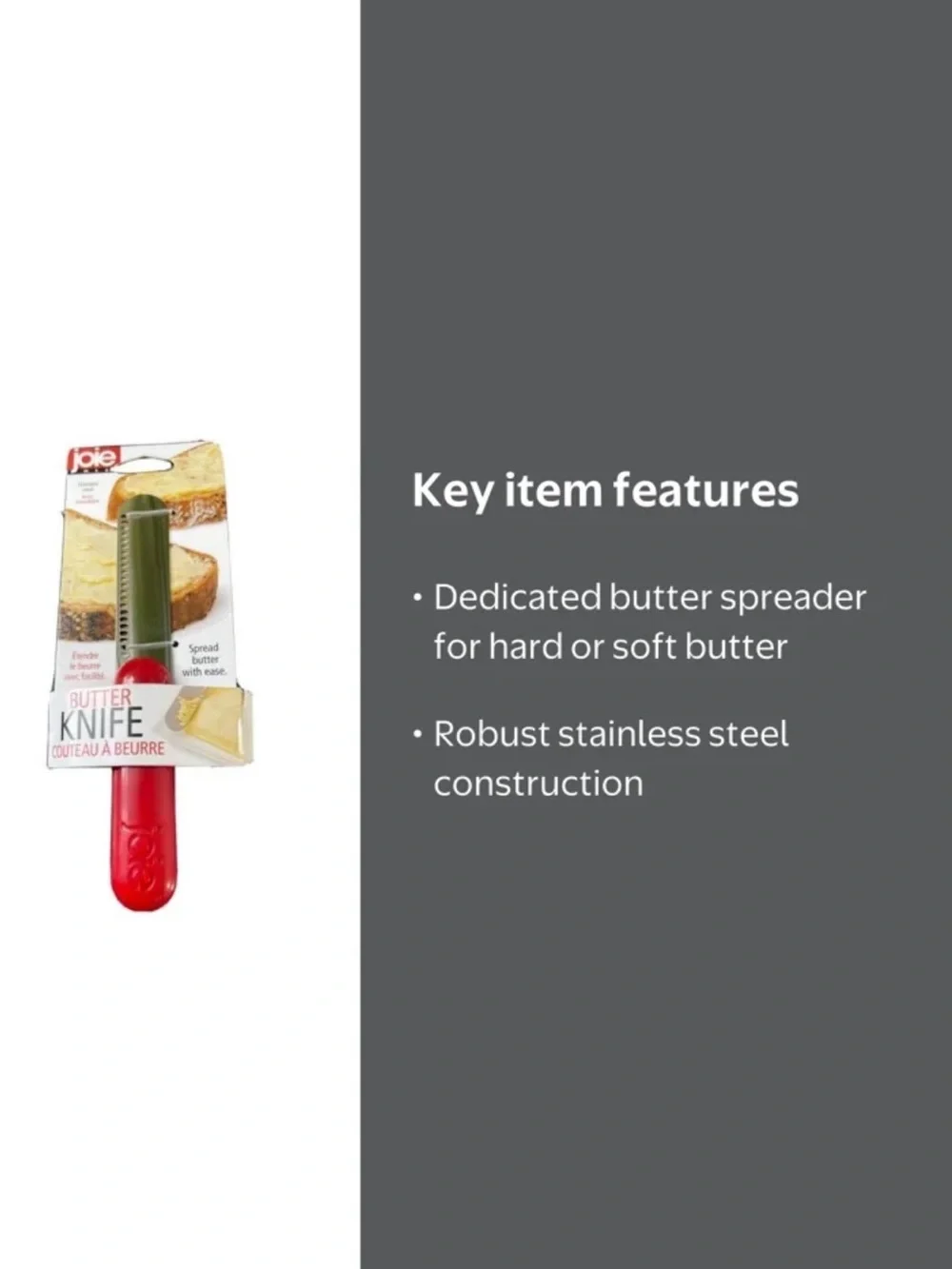 Joie Stainless Steel Butter Knife with Dark Gray Handle